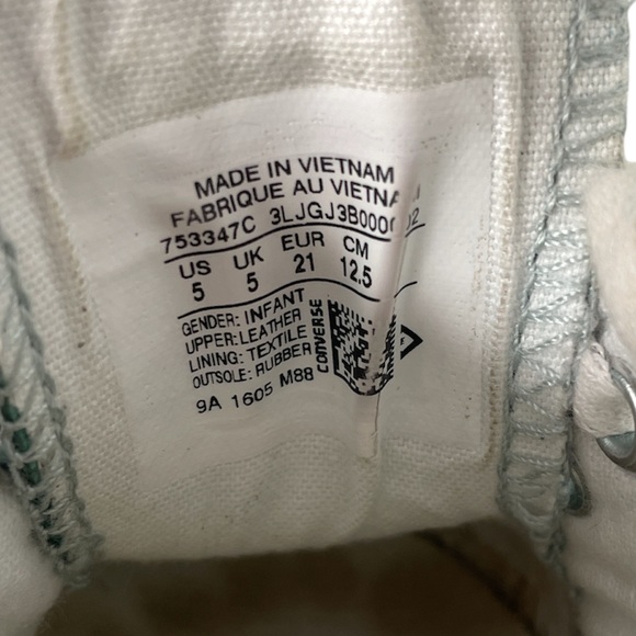 Converse Pebble Leather Low Tops, Mint Green, Toddler 5 - Picture 7 of 9